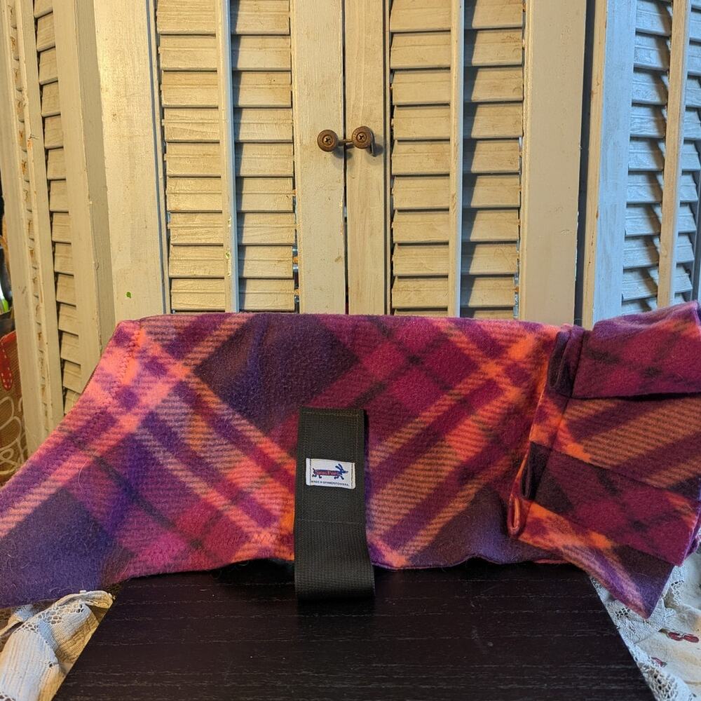 Snugpups handcrafted plaid fleece doggie coat with ruffle